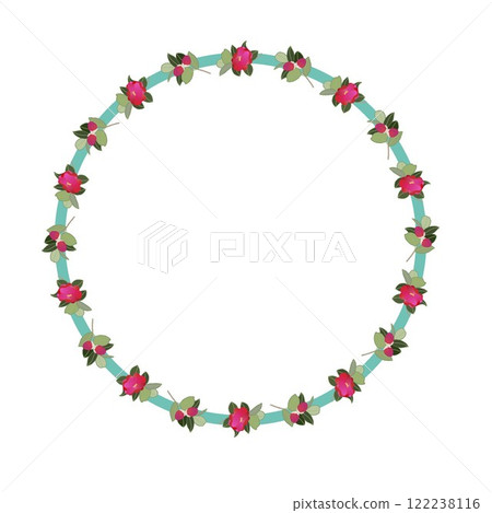 Illustration of a circular decorative frame of camellia Illustration of a circular decorative frame of camellia 122238116