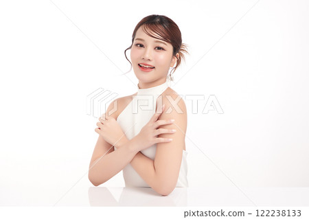 Beautiful young asian woman with clean fresh skin on white background, Face care, Facial treatment, Cosmetology, beauty and spa, Asian women portrait. Beautiful young asian woman with clean fresh skin on white background, Face care, Facial treatment, Cosmetology, beauty and spa, Asian women portrait. 122238133