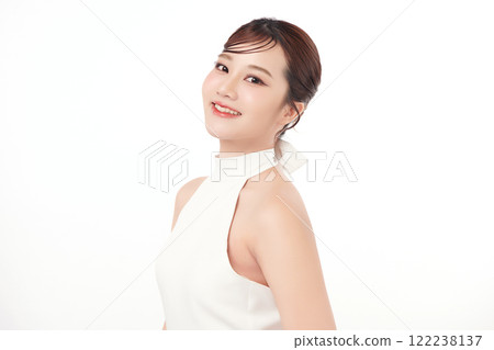 Beautiful young asian woman with clean fresh skin on white background, Face care, Facial treatment, Cosmetology, beauty and spa, Asian women portrait. Beautiful young asian woman with clean fresh skin on white background, Face care, Facial treatment, Cosmetology, beauty and spa, Asian women portrait. 122238137