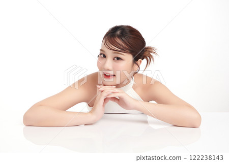 Beautiful young asian woman with clean fresh skin on white background, Face care, Facial treatment, Cosmetology, beauty and spa, Asian women portrait. Beautiful young asian woman with clean fresh skin on white background, Face care, Facial treatment, Cosmetology, beauty and spa, Asian women portrait. 122238143