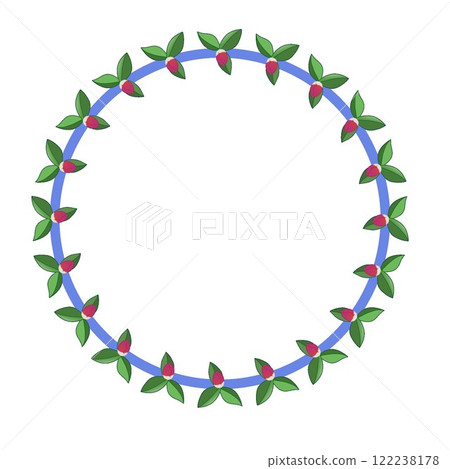 Illustration of a circular decorative frame of camellia 122238178