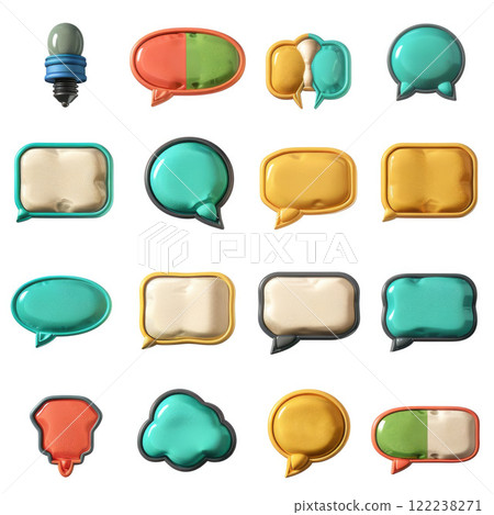 Colorful Speech Bubble Icons in a Grid Pattern on White Background Colorful Speech Bubble Icons in a Grid Pattern on White Background 122238271