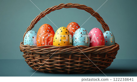 Colorful polka dot easter eggs 122238641