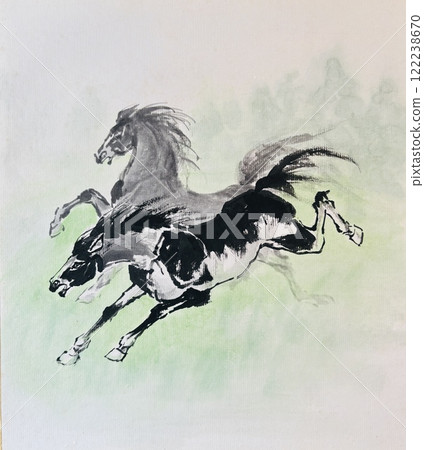 Two running horses Two running horses 122238670