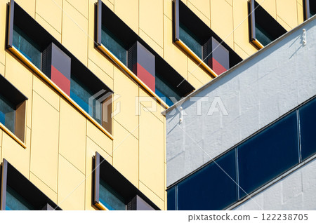 Hotel intercontinental with geometrical patterns of the windows in Tirana, Albania 122238705