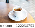 White cup with dark black coffee, Tirana, Albania 122238753