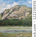 Altai mountain near the river, oil painting 122238956