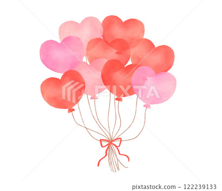 束心型氣球紅色水彩插圖 122239133