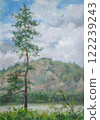 Lonely pine tree, oil painting 122239243