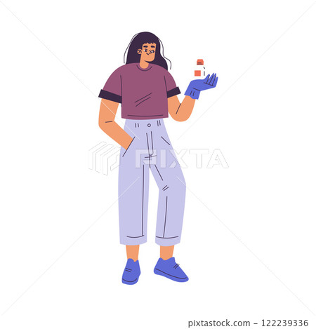 Woman Scientist Character Standing with Tablet Vector Illustration 122239336