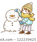 Child/girl making a snowman 122239425