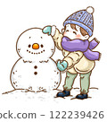 Child/boy making a snowman 122239426