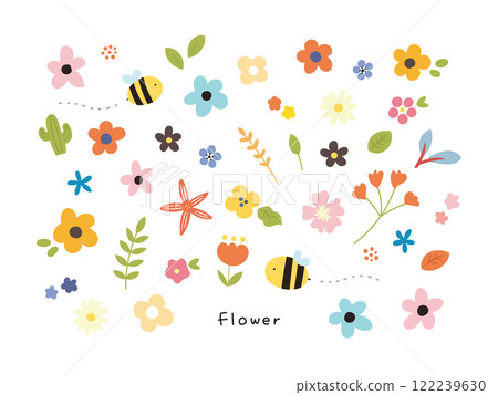 Cute colorful flower hand drawn illustration 122239630