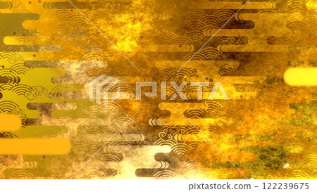 Golden Japanese pattern background Golden Japanese pattern background 122239675