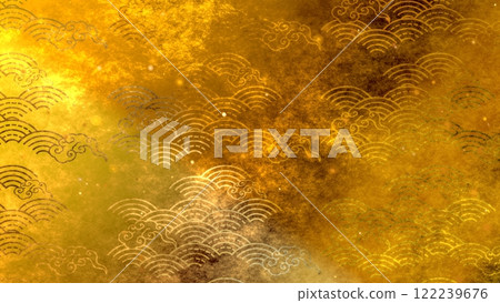 Golden Japanese pattern background 122239676