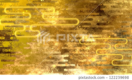 Golden Japanese pattern background Golden Japanese pattern background 122239698