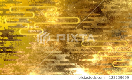 Golden Japanese pattern background Golden Japanese pattern background 122239699