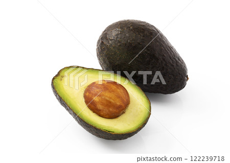 Sliced avocado on a white background Sliced avocado on a white background 122239718