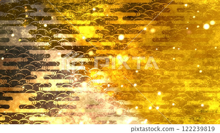 Golden Japanese pattern background 122239819