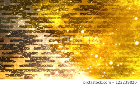 Golden Japanese pattern background 122239820
