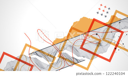 Trendy abstract wireframe background. Modern science or technology art elements. Surface illustration. Trendy abstract wireframe background. Modern science or technology art elements. Surface illustration. 122240104