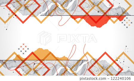 Trendy abstract wireframe background. Modern science or technology art elements. Surface illustration. Trendy abstract wireframe background. Modern science or technology art elements. Surface illustration. 122240106
