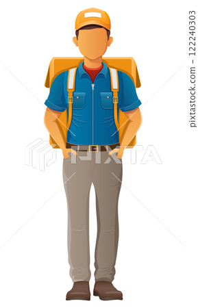 delivery young man courier service vector illustration 122240303