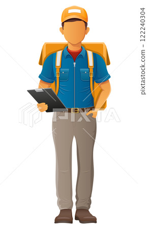 delivery young man courier service vector illustration 122240304