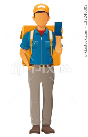 delivery young man courier service vector illustration 122240305