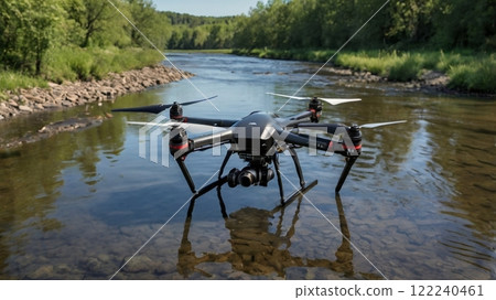 [16:9 版本] 無人機影像 無人機測量河水水位 4 臂黑色 122240461