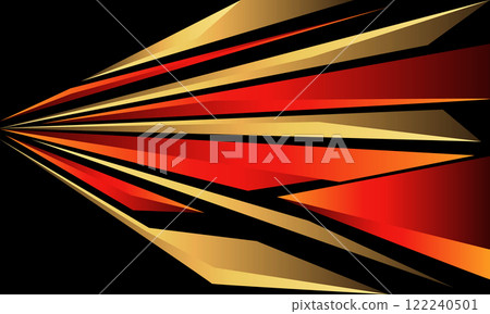Abstract red metallic gold speed zoom geometric on black design modern futuristic background vector 122240501