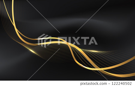 Abstract gold light luxury wave curve with blank space for text place on black design modern creative background vector Abstract gold light luxury wave curve with blank space for text place on black design modern creative background vector 122240502