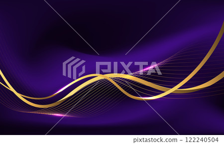Abstract gold light luxury wave curve with blank space for text place on purple design modern creative background vector 122240504