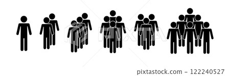 Set of people icons in flat style. Crowd. Group of people icon. Vector 122240527