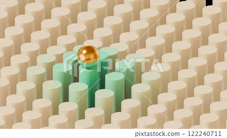 3d render, plastic sphere on a abstract plane 122240711