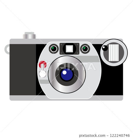 Unique Heisei retro digital camera illustration on white background 122240746