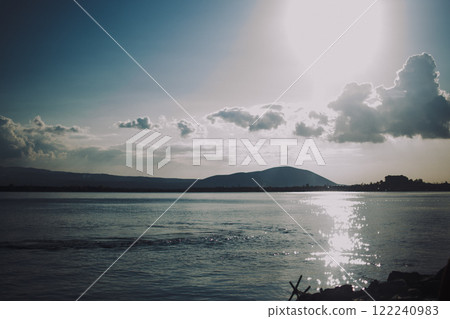 a view of Lake Sevan, Armenia in autumn 122240983