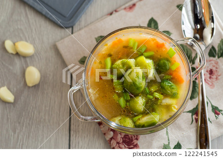 Healthy First Course with Brussels Sprouts 122241545