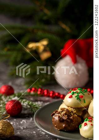 Christmas cookies with nuts and chocolate 122241602