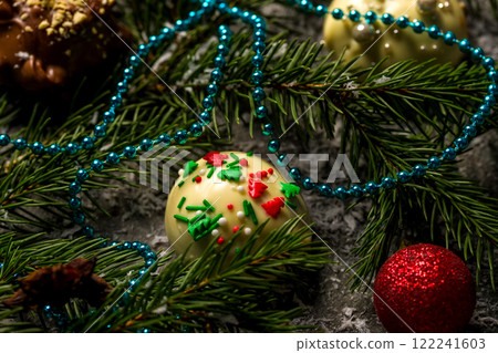 Christmas cookies with nuts and chocolate 122241603