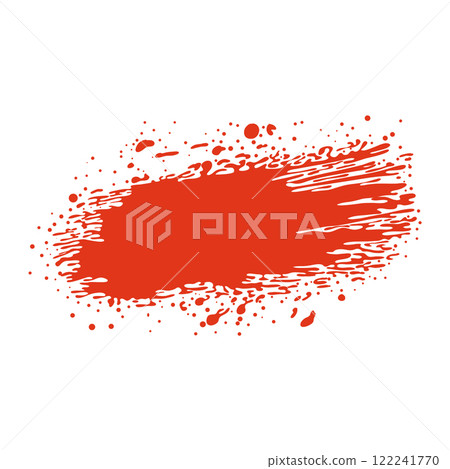 Grunge red blood splatter in flat design. Spatter brush shape with spray. Vector illustration isolated. 122241770