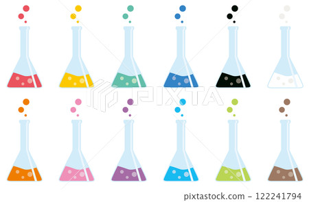 彩色的簡單燒瓶和液體向量圖圖示集 122241794