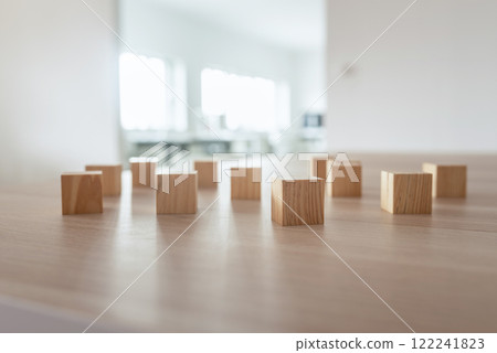 Wooden blocks on office desk 122241823