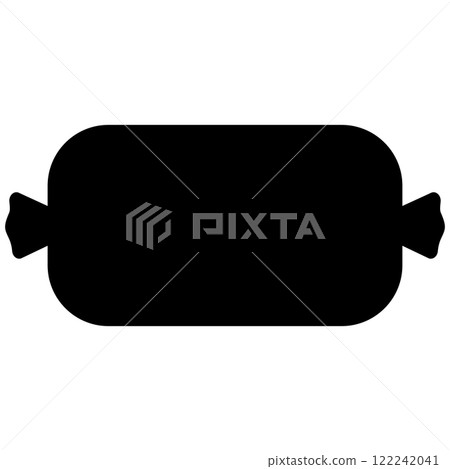 Big sausage silhouette. Vector illustration on white background. Big sausage silhouette. Vector illustration on white background. 122242041