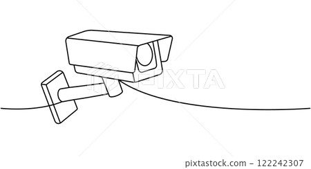 Video camera one line continuous drawing. Video surveillance. Vector illustration Video camera one line continuous drawing. Video surveillance. Vector illustration 122242307
