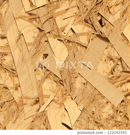 High resolution orientated strand board (OSB) seamless texture for background, pattern, poster, packaging - AI generated image High resolution orientated strand board (OSB) seamless texture for background, pattern, poster, packaging - AI generated image 122242501