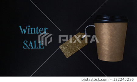 Cup with a tag on it that says Winter Sale 122243256