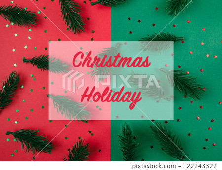 Christmas holiday scene with green and red background and green 122243322