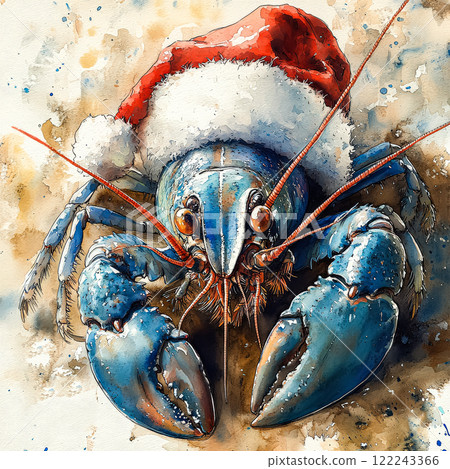 Blue crab wearing a Santa hat 122243366