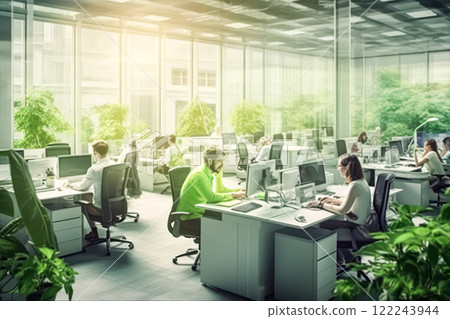 Multiracial business people working on sustainable innovation project 122243944